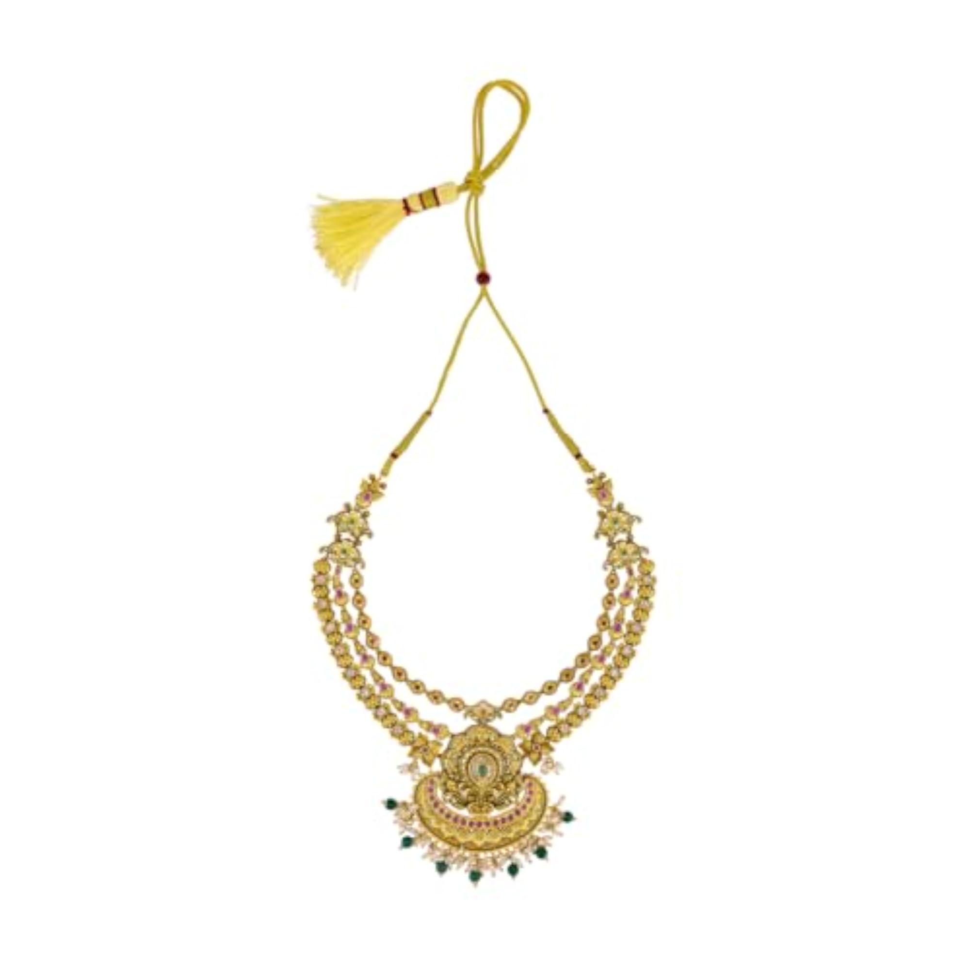 Women's Ruby-Green Gold Polished Copper Antique Necklace