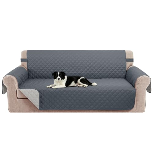 Luxshare Home Reversible Sofa Cover for 3 Cushion, Dark Blue/Light Grey