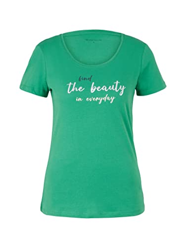 TOM TAILOR Damen 1036193 T-Shirt mit Print, 31032 - Vivid Leaf Green, XL – Ansicht 5