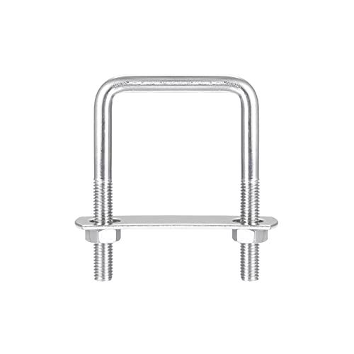 Image of uxcell Square U-Bolts, 52mm(2.05 inch) Inner Width 80mm Length M8 304 Stainless Steel U Clamp Bolt with Nuts and Plates, for Boat Trailer