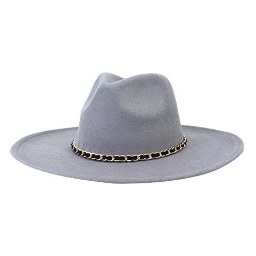 Fedora Hat For Women Big Brim Wool Fedora Hats Men Vintage Wide Brim Felt Jazz Hat Black Formal Dress Cap Sombrero 9.5Cm Purple #TOP6