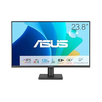 ASUS 24” 1080P Computer Monitor (VA249QG) – IPS, Full HD, 120Hz, 1ms, Adaptive-Sync, 99% sRGB, Speakers, HDMI, DisplayPort, VGA, Low Blue Light, Flicker-Free, VESA Mountable, 3yr Warranty