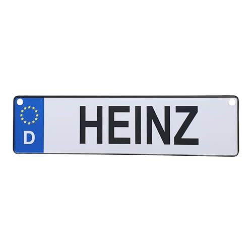 Albatros GmbH Autokennzeichen Alu Namensschild Heinz Personalisiertes Nummernschild mit 2 Saugnäpfen für Auto LKW Kinderzimmer Bobbycar Kettcar oder zur Geburt von Heinz