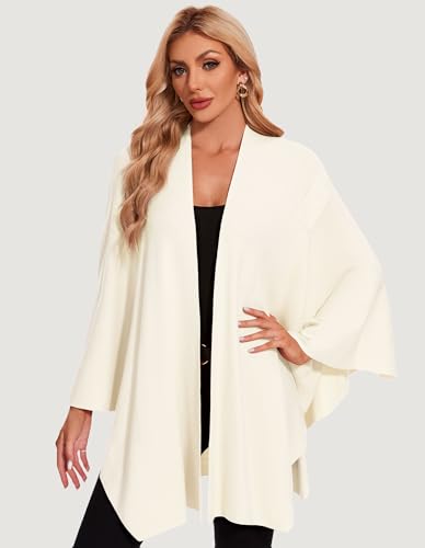 PULI Womens Elegant Cross Front Shawl Wraps Knitted Ponchos Cape Light Weight Poncho Sweater Soft Warm Travel Wraps2