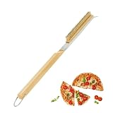 Spazzola per Pietra da Pizza lunga,Spazzola da Forno per Pizza con Raschietto,Setole in Ottone e Raschietto Acciai Per Forno da Esterno/Portatile,Accessori per Forni a Legna,Manico Lungo