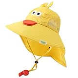 Doherty Chapeau de Chapeau de Soleil Enfants Chapeau de Protection Solaire avec Volets au Cou été été extérieur Respirant Large Bretelle Hard Hat Chapeaux