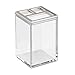 mDesign Plastic Bathroom Vanity Counter Organizers, Dispenser Pump, Toothbrush Stand, Storage Jar, Soap Dish, for Cotton Swabs, Toothpaste, Makeup, Lumiere Collection, Clear/Brushed Chrome