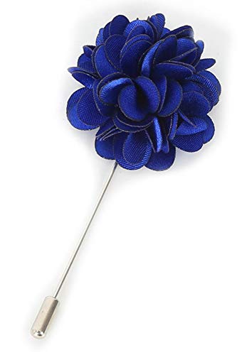 Flairs New York Gentleman's Essentials Premium Handmade Flower Lapel Pin Boutonniere (Pack of 1 Pin, Lapis Blue [Camellia])