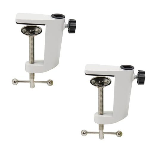 Wenrou 2 Pezzi Morsetto per lampada da scrivania, Supporto a morsetto a forma di C, Staffa, Montaggio Morsetto, Fisso per lampada da tavolo, Bianco