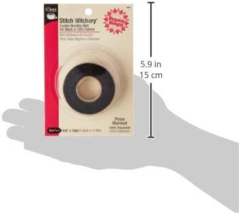 Dritz Stitch Witchery Fusible, 5/8" X 13-Yards, Regular Weight, 1 Roll, Black Bonding Web, 5/8-Inch