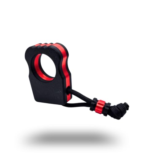 EDC Knuckle Tactical Keychain Black with Metallic Red Silk Accent