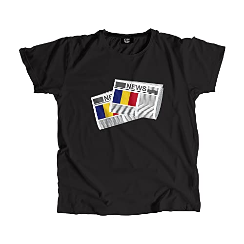 T-shirt Roumanie unisexe en maille premium motif journal historique