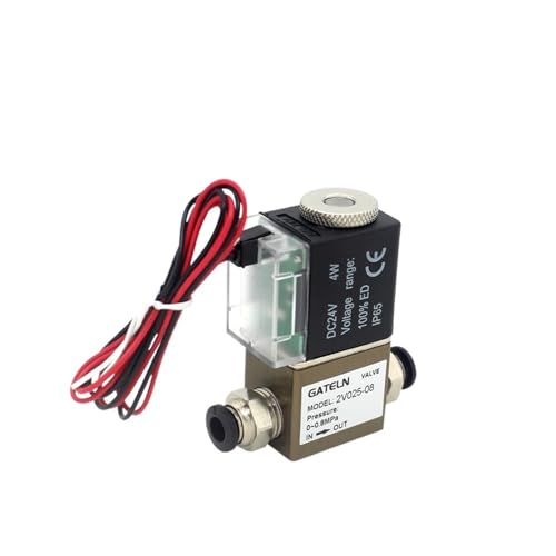 ZBJGBUIA 2V025-08 Válvula de Control neumática Tipo Conductor Normalmente Cerrada, 12 V, 1/4' BSP, 2 vías, Posiciones, válvula solenoide Aire(with 12mm Fittings)