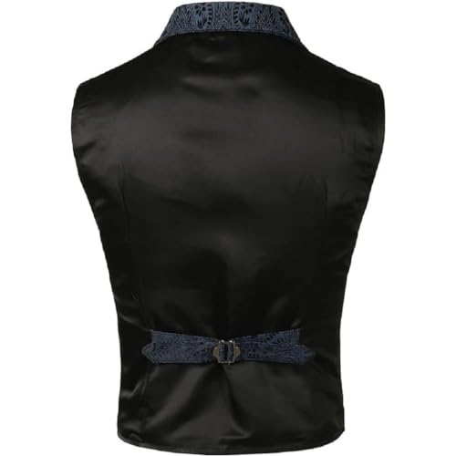 Darkrock Gothic Rock Victorian Steampunk Edwardian Western Brocade Gothic Navy Color Mens Suit Vest Waistcoat/Men Vest3