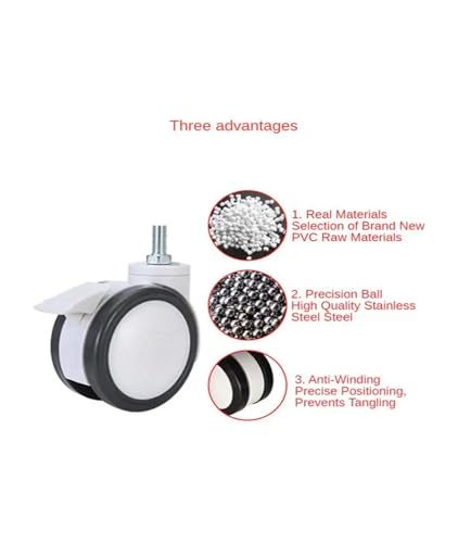 Roulette universelle silencieuse double rangée à vis pour lit médical - 6