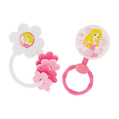 2 Pack Disney Princess Character Shape Rattle and Keyring Teether, Premium Toddler Birthday Toys, Infant Teething Toys, Great for Newborn Shower Gifts image 4