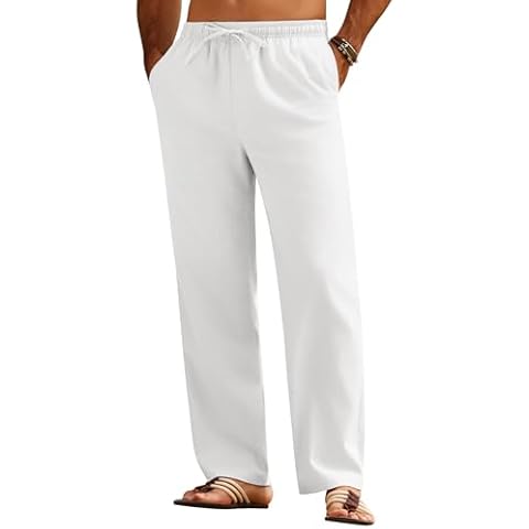 COOFANDY Men's Lightweight Casual Linen Trousers Cover