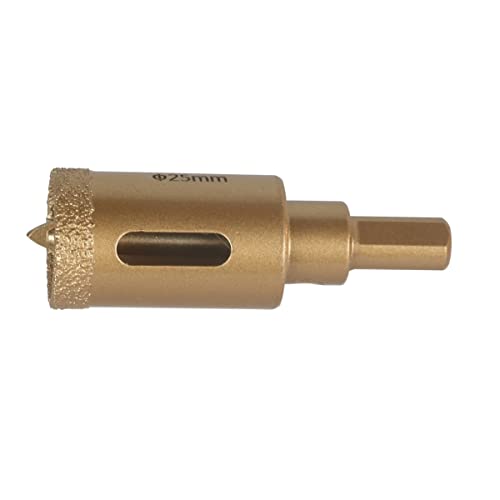 Image of Brazed Diamond 1 inch Hole Saw with Center Drill Bit | For Ceramic, Porcelain, Tile, Glass, Granite, Quartz, Marble, Gemstone, Dry Drilling, 25mm