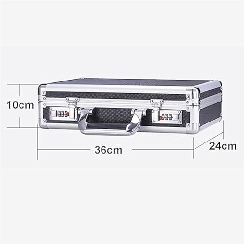 Business Suitcase, Aluminum Storage Box，Aluminum Briefcase Combination Safe Laptop Briefcase Home Invisible Cash Money Case Briefcases For Men And Women ( Color : Silver , Size : 36*24*10cm )4