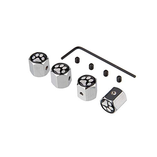 ZaCoo 4 Pcs Aluminum Paw Bear Anti Theft Tire Valve Stem Caps Wheel Valve Air Covers Sliver