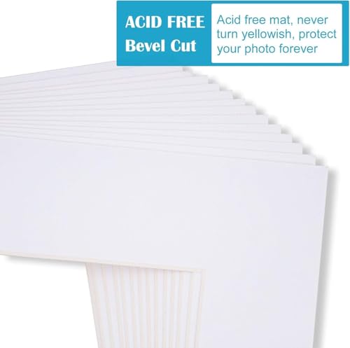 Egofine 11x14 White Picture Mats Pack of 11, Frame Mattes for 8x10 Pictures, Acid Free, 1.2mm Thickness, with Core Bevel Cut by Egofine - Image 2