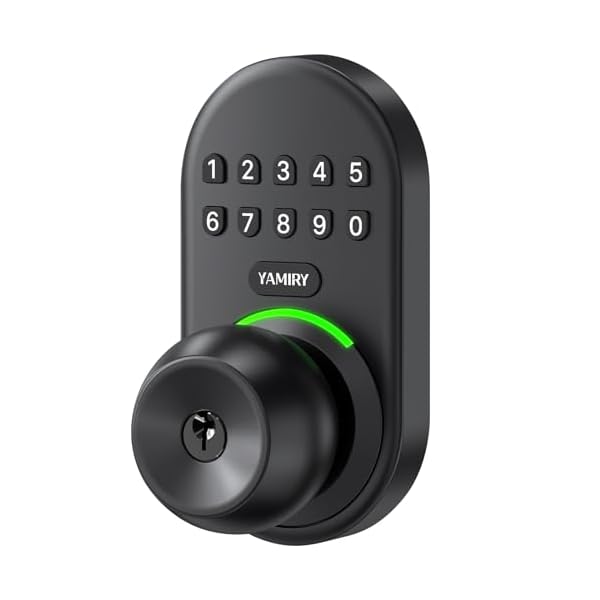 Keypad Smart Door Knob Lock, Yamiry Keyless Entry Door Lock for Front Door, Digital Keypad Door Lock with Handle, Electronic Code Door Knob, Auto Lock