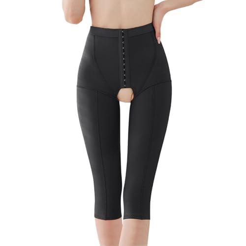 WKZSXXMJ Calças modeladoras de coxa para mulher faixa compressiva para após lipoaspiração, leggings com abertura na virilha e efeito elevador de lúteos, Preto, M