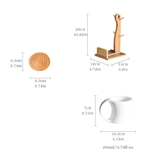 Ceramic Coffee Mug Set of 6, 6.7oz Capacity with Saucer and Holder for Home Office Tea Coffee, White - Image 5