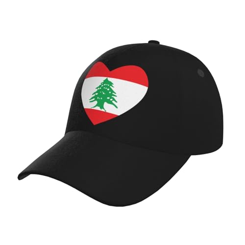 Flag of Lebanon Heart Baseball Hats for Men and Women - Classic Adjustable Hats