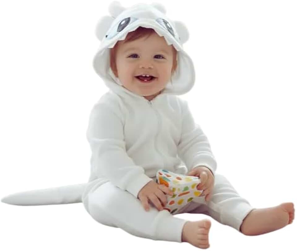 Pijama Kigurumi Macacão Dragão Branco Luminoso Infantil Unissex