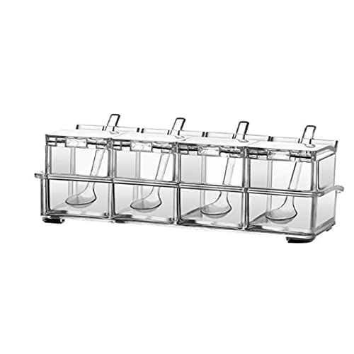 Kruidendoos 4 Cellen Spice Storage Container Dispenser Creature Can Jar Salt Cruet met Covers Lepels Transparante… - Image 6