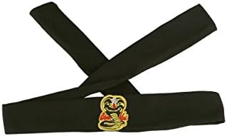 Karate Kid Cobra Kai Headband For Adults | Cotton, Polyester, And Rayon Fabric, Snake Patch On Front, Self-Tie