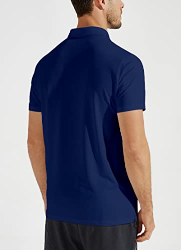 Yovvi Men's Golf Shirts Quick Dry Short Sleeves Tennis Casual Pique Polo Shirts For Men T-Shirt, Dark Blue 3Xl #TOP1