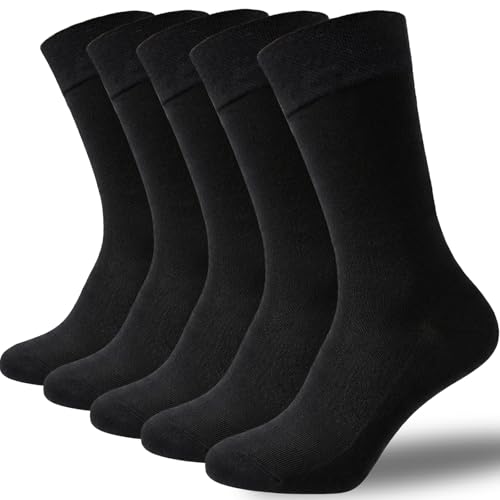 VoJoPi Mens Cotton Socks 5 Pairs Breathable Crew Dress Socks UK 9-12