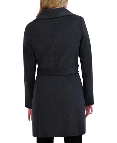 Image of TAHARI Women's Double-faced Luxury Soft Wool Blend Peacoat- Wrap Wool Coat With Removable Belt
