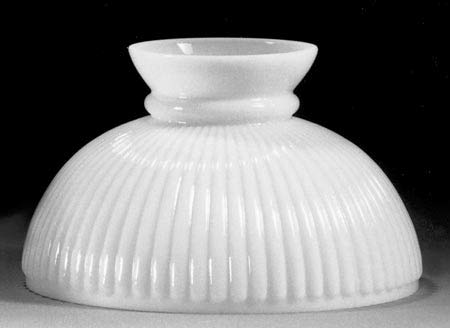 Image of B&P Lamp 10 inch Opal White Glass Ribbed Student Lamp Shade with Plain Top