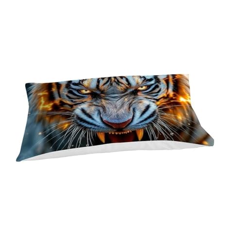 Housse de couette tigre 135x200 cm imprimé 3D lit single fermeture éclair microfibre fille
