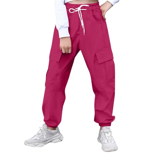 Girls Cotton Thick Sweatpants Wide Leg Padded Cargo Joggers Pants Teen Kids Midi Pockets Straight High Waist Trousers4