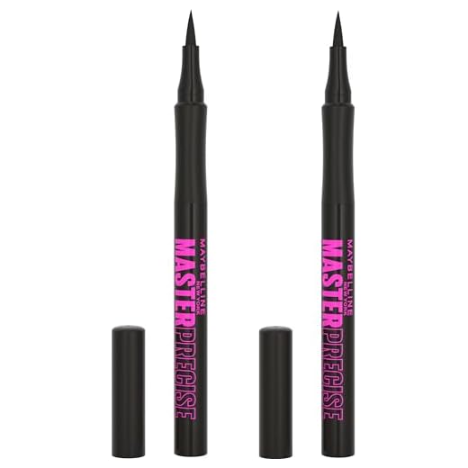 Maybelline Eyestudio Master Precise All Day Waterproof Liquid Eyeliner Makeup, Black, 2 Count