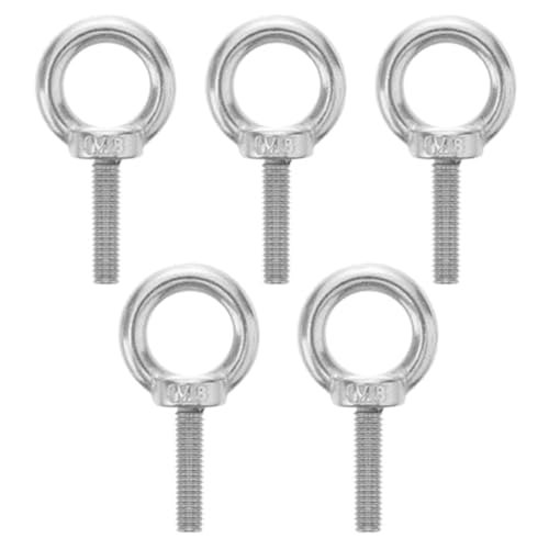 Eieenotee Bulloni A Spalla di Sollevamento, Ganci A Golfare Meccanici, Golfari Filettati A Spalla M8X30 per Uso Interno Ed Esterno Durevole e Facile da Installare, 5 Pezzi