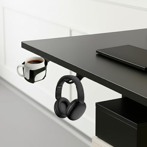 Image of Pulse Electric Height Adjustable Table Standing Desk with 4 Memory Presets| 1200 X 750 mm (25mm Walnut Top & White Frame)| 80KG Wt Cap| 3 Year Warranty| Adaptor Hanger, Headphone & Cup Holder