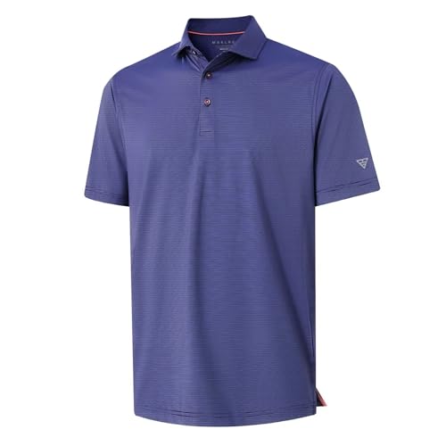 M MAELREG Short and Long Sleeve Polo Shirts for Men Dry Fit Performance Moisture Wicking Sport Pin Striped Mens Golf Shirts