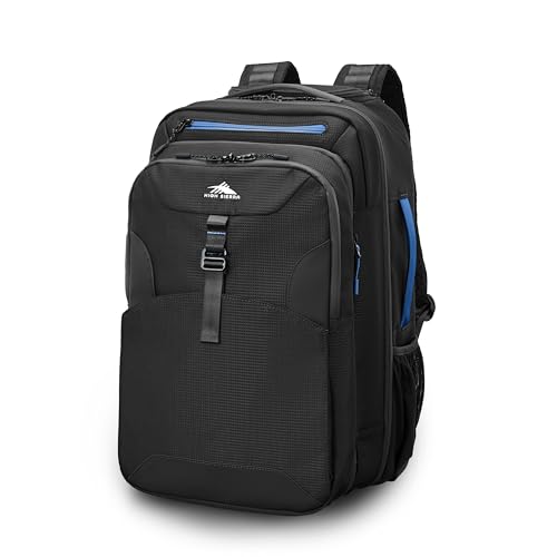 High Sierra Hi-Life 3-in-1 Convertible Wheeled Backpack - Features Removable Daypack, Stack-It Strap, Adjustable Handle, Fleeced Pocket For Scratch Protection, Dual Water Bottle Pockets - Black/Blue by High Sierra - Image 2