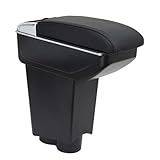 OYHCM Accoudoir Centrale pour Fiat 500 2007 2011 Console Centrale Boîte de Rangement Intégré Pièces de Repose bras, Facile à Installer, Accessoire Intérieur Voiture Cuir Noir