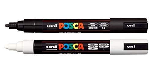 CANETA UNI POSCA PC-5M BRANCA E PRETA