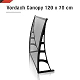 Vordach | Haustürvordach | Eingangsüberdachung 120 x 70 cm aus Polycarbonat, Stärke 4 mm, klar