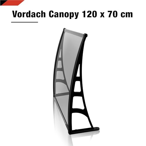 Vordach | Haustürvordach | Eingangsüberdachung 120 x 70 cm aus Polycarbonat, Stärke 4 mm, klar
