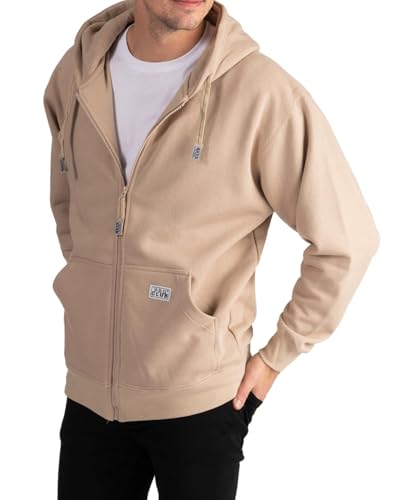 Pro Club Men's Heavyweight Full Zip Fleece Hoodie Small Khaki