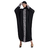 Lasser Bairam Eid Femmes Traditionnel Oversize Super Plus Fat Vêtements ABAYA HIJAB BURQA NIQAB SHALA Châle 6XL, noir, 6X Large
