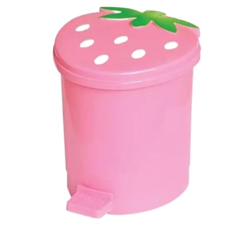Mini bote de basura de fresa automático y papelera de mesa con tapa